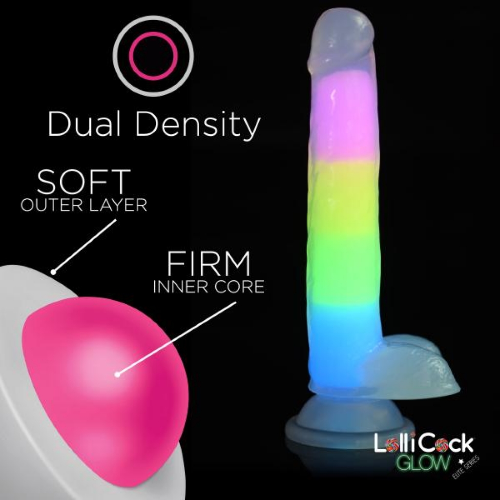 Glow-in-the-Dark Rainbow Silicone Dildo