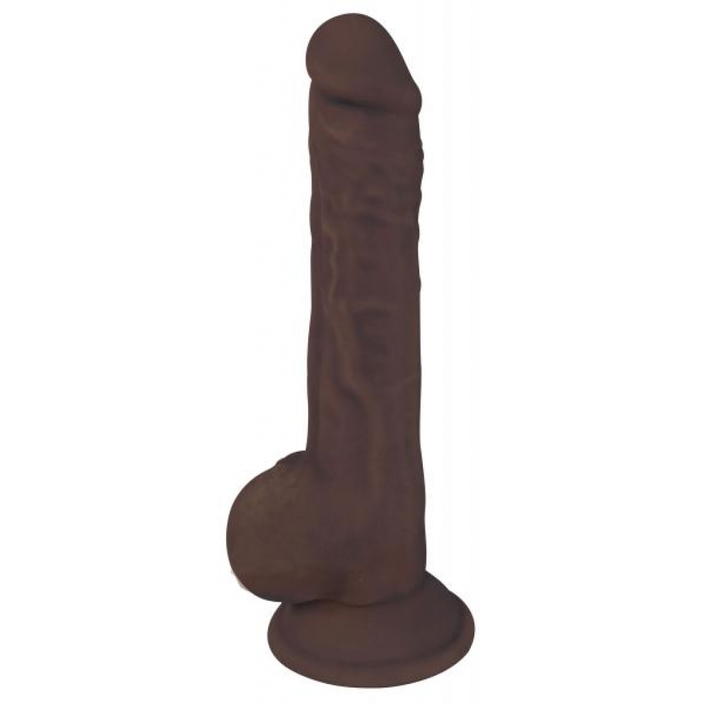 Silexpan Hypoallergenic Silicone Dildo With Balls - 9 Inch Brown