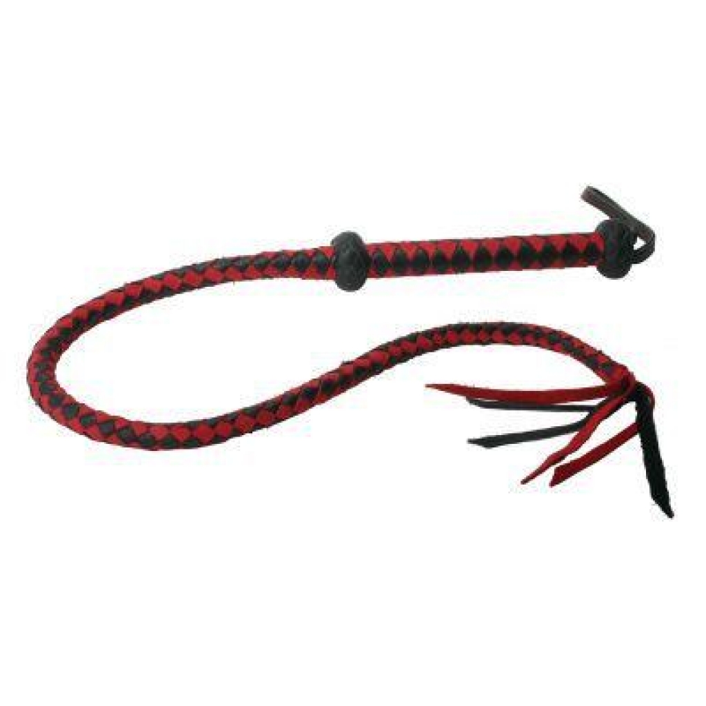 Premium Red And Black Leather Whip