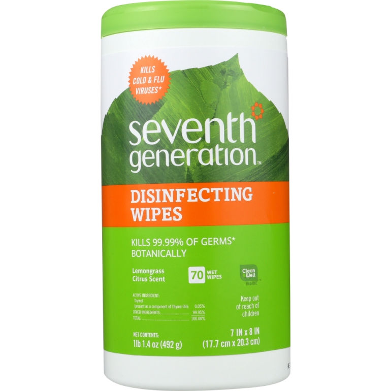 Disinfecting Wipes Lemongrass Citrus Scent, 70 Wipes