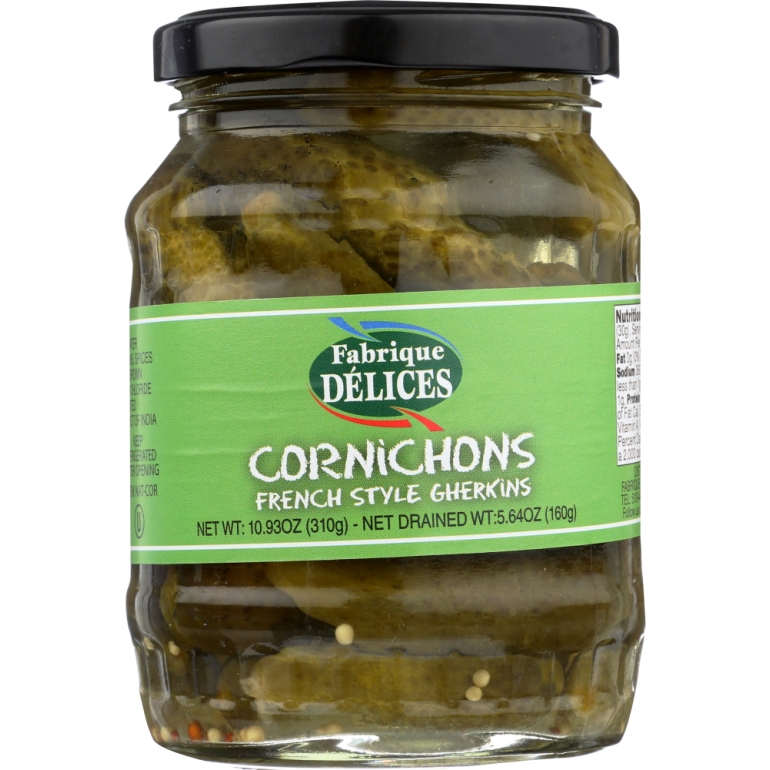 Cornichons French Style Gherkins Glass Jar, 10.93 oz