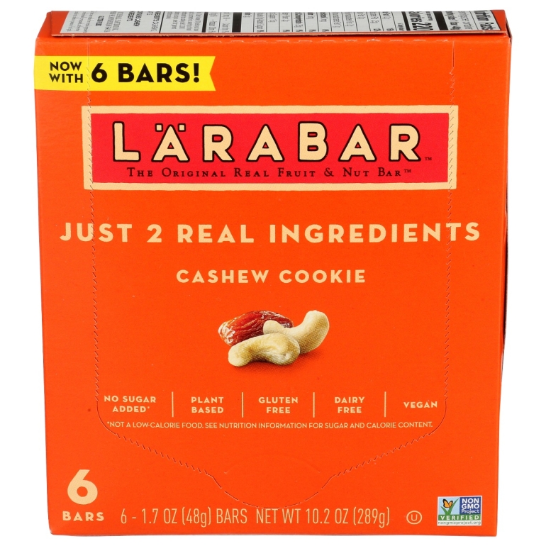 Bar Cashew Cookie 6Pk, 10.2 oz