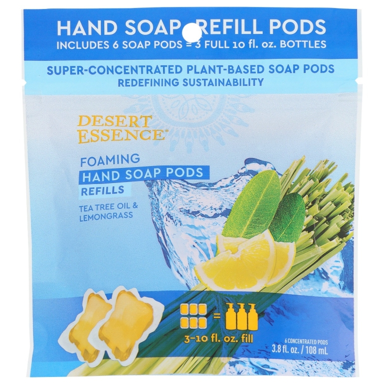 Tea Tree Oil & Lemongrass Foaming Hand Soap Refill Pods, 3.8 fo