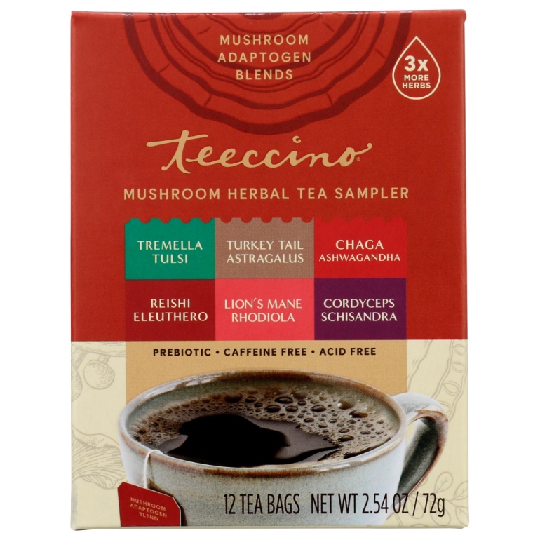 Mushroom Adaptogen Herbal Tea Sampler Box, 12 bg