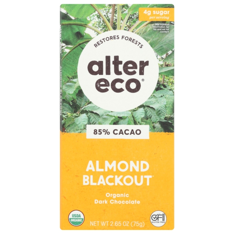 Almond Blackout Dark Chocolate Bar, 2.65 oz