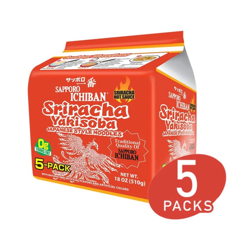 Sriracha Yakisoba Chowmein 5 Packs, 18 oz