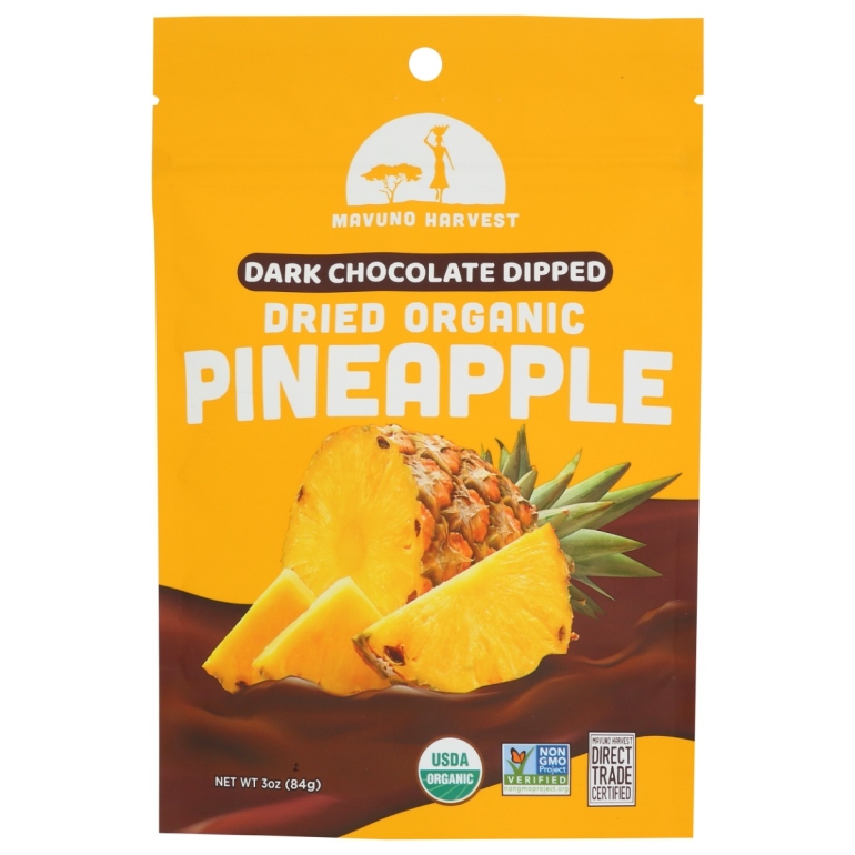 Organic Dried Pineapple Dipped In Dark Chocolate, 3 oz