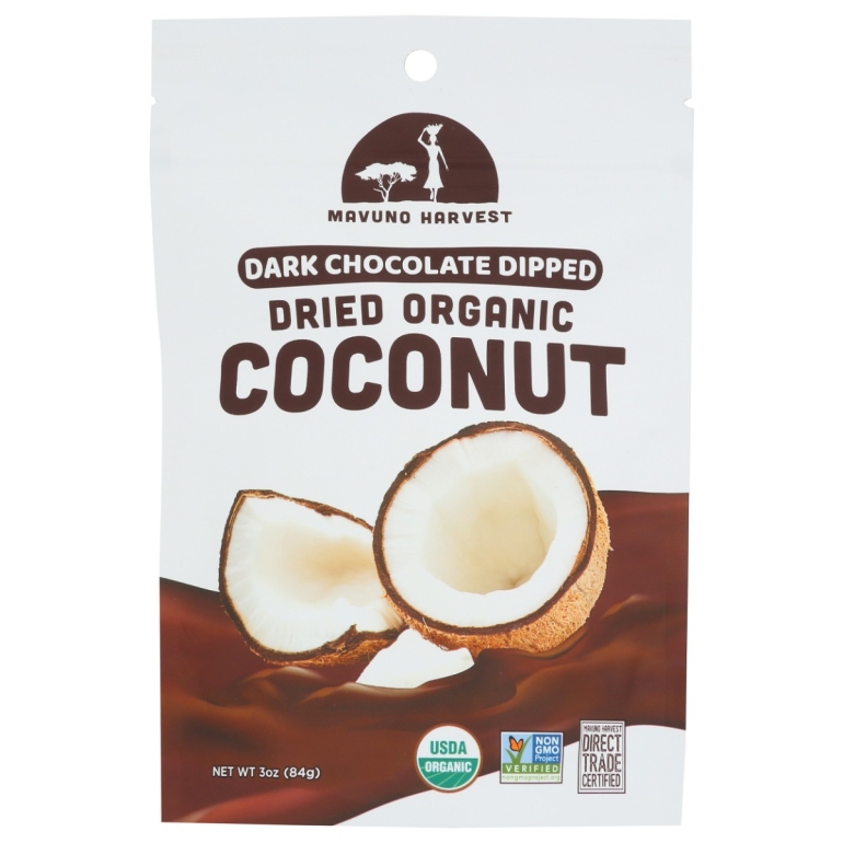 Organic Dried Coconut Dipped in Dark Chocolate, 3 oz