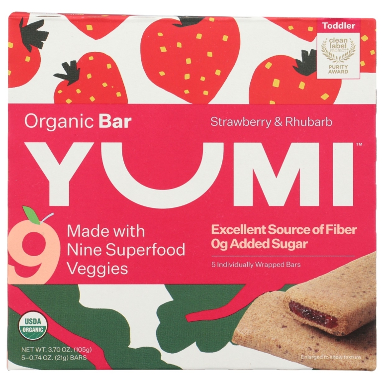 Strawberry and Rhubarb Organic Bar, 3.7 oz