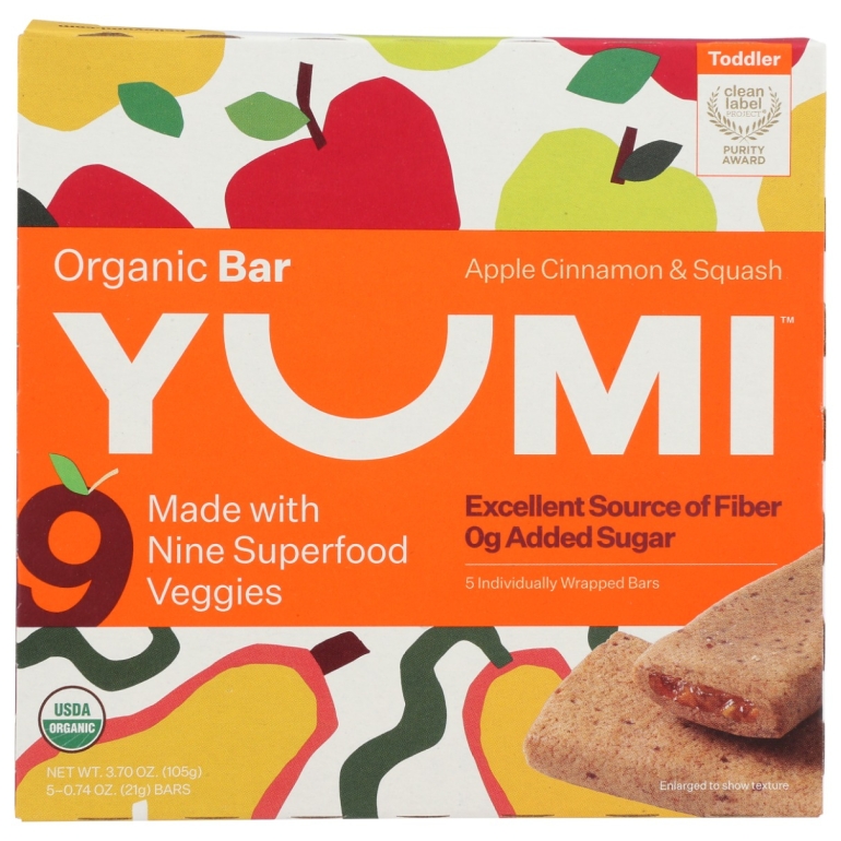 Apple Cinnamon and Squash Organic Bar, 3.7 oz