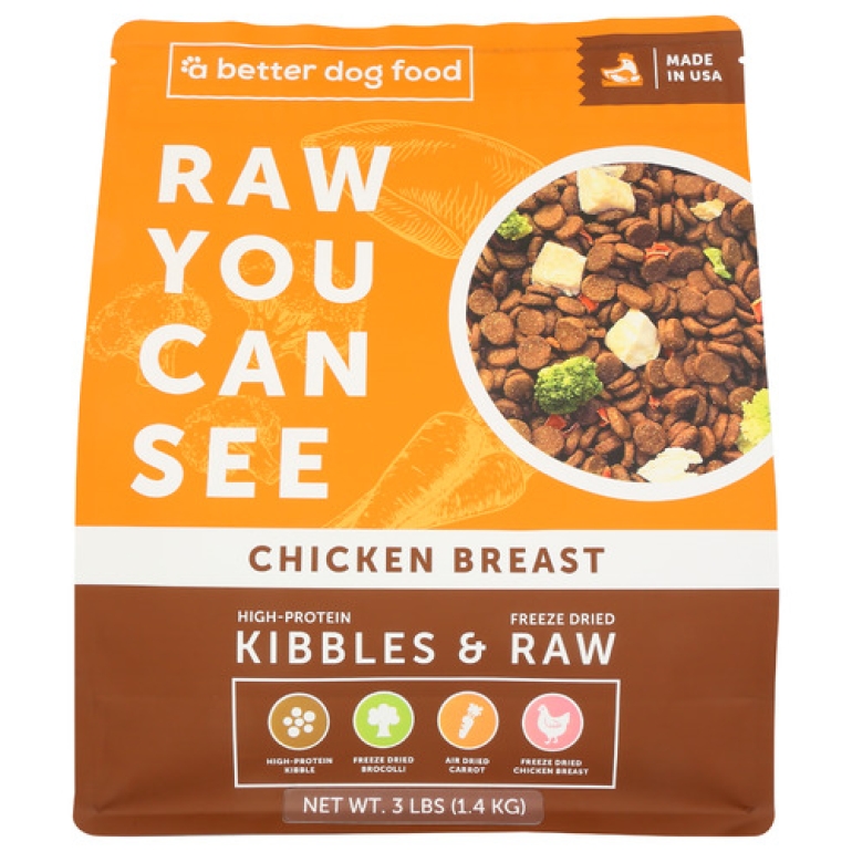 Kibbles and Raw Chicken Breast Dog Food, 3 lb
