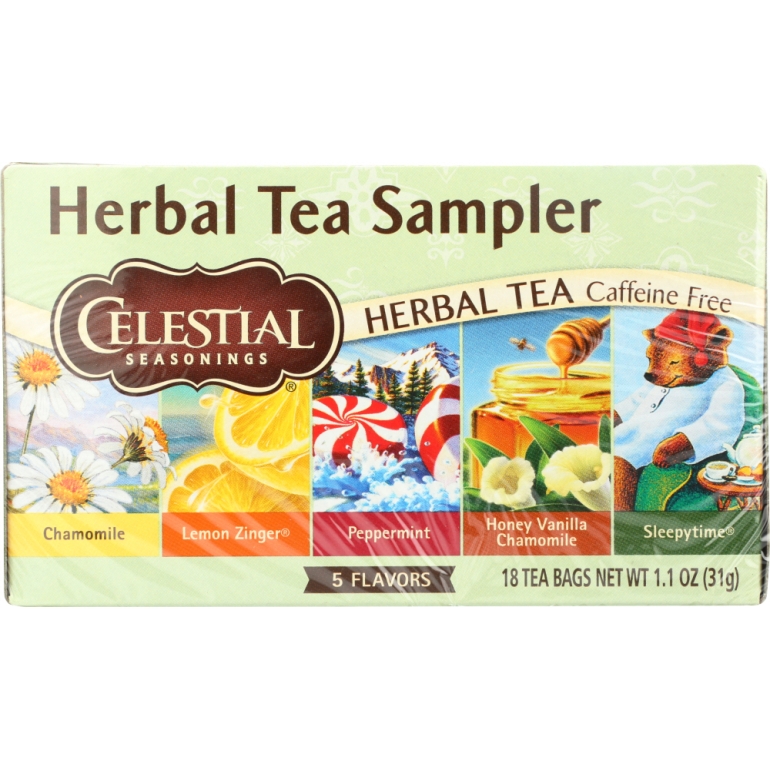 Herbal Tea Sampler Caffeine Free 18 Tea Bags, 1.0 oz