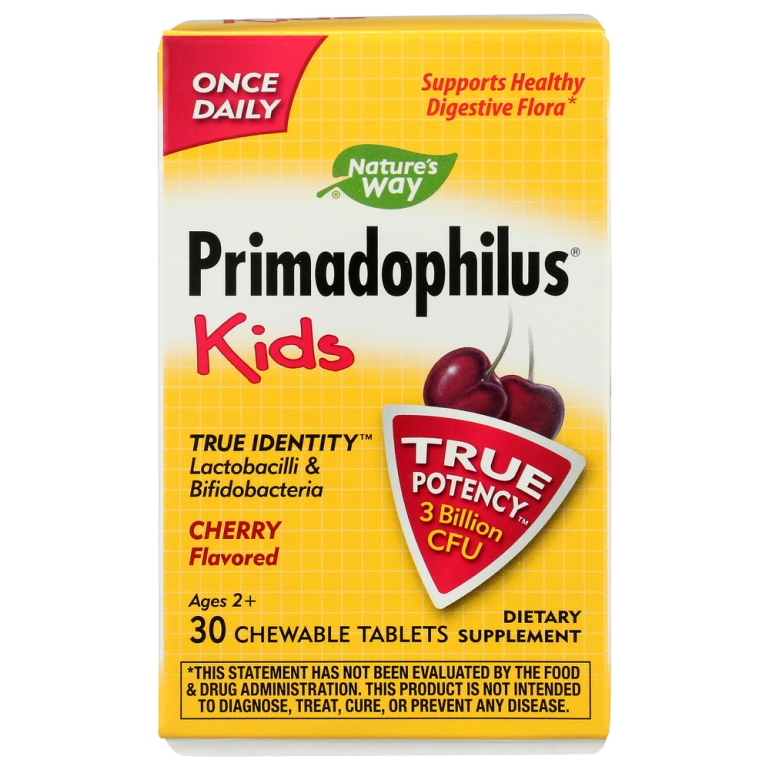Primadophilus Kids Cherry Chewables Ages 2-12, 30 Tablets