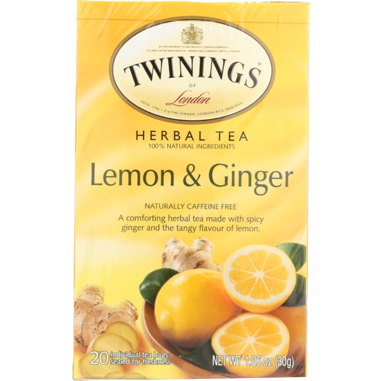 Herbal Lemon & Ginger Naturally Caffeine Free, 20 Tea Bags, 1.06 oz