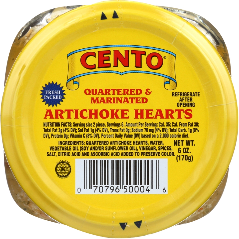 Artichoke Hearts Quartered and Marinated, 6 oz
