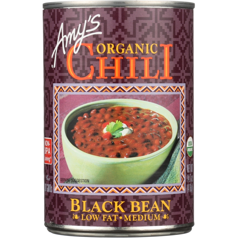 Organic Chili Black Bean Low Fat Medium, 14.7 Oz