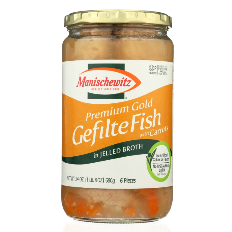 Premium Gold Gefilte Fish with Carrots in Jelled Broth, 24 Oz