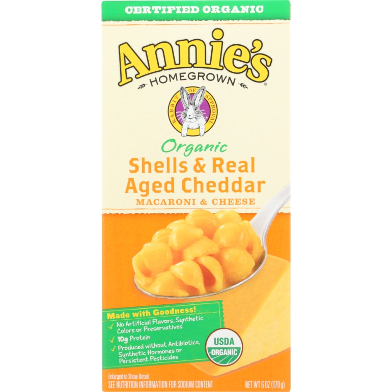 Organic Shells & Real Aged Cheddar Macaroni & Cheese, 6 Oz