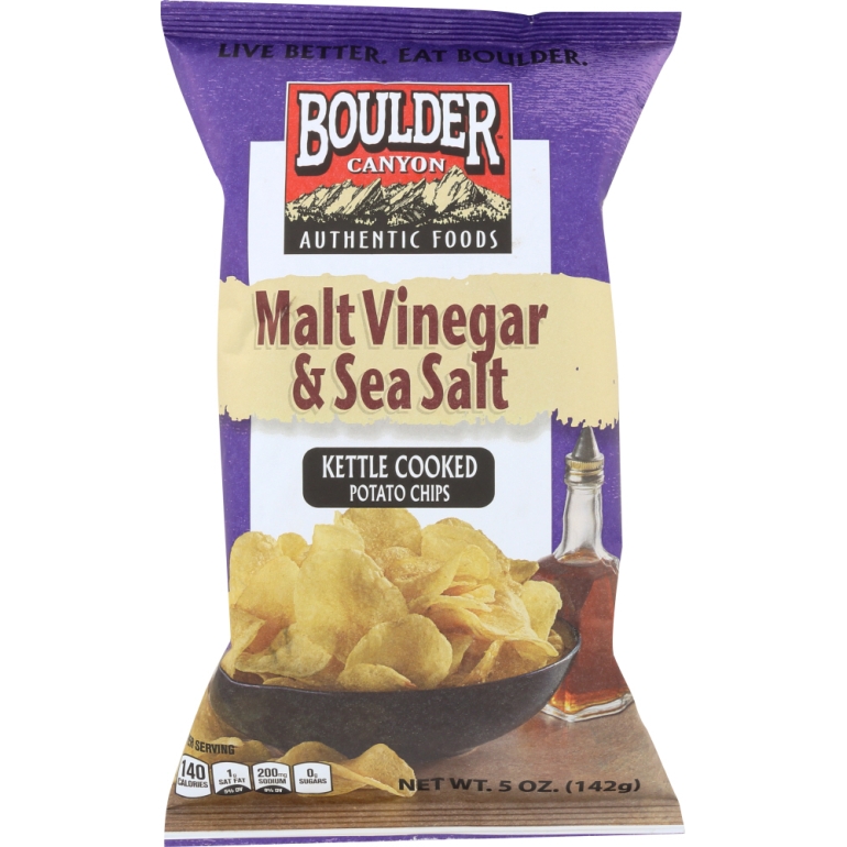 Kettle Cooked Potato Chips Malt Vinegar and Sea Salt, 5 oz