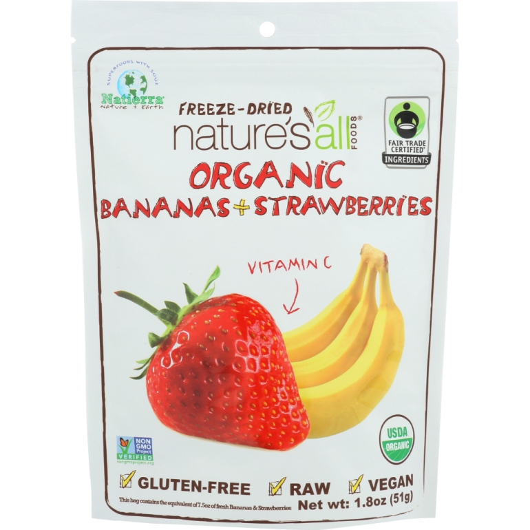 Organic Freeze Dried Bananas + Strawberries, 1.8 oz