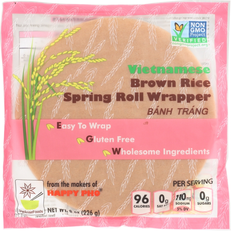 Vietnamese Brown Rice Spring Roll Wrapper, 8 Oz