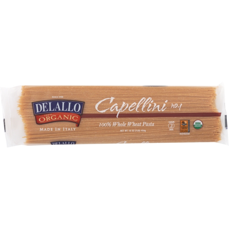 Organic Pasta Capellini Whole Wheat No.1, 16 oz
