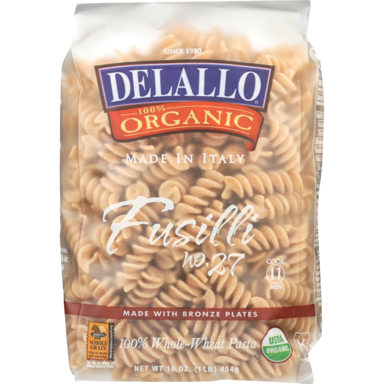 Organic Whole Wheat Fusilli Pasta No.27, 16 oz