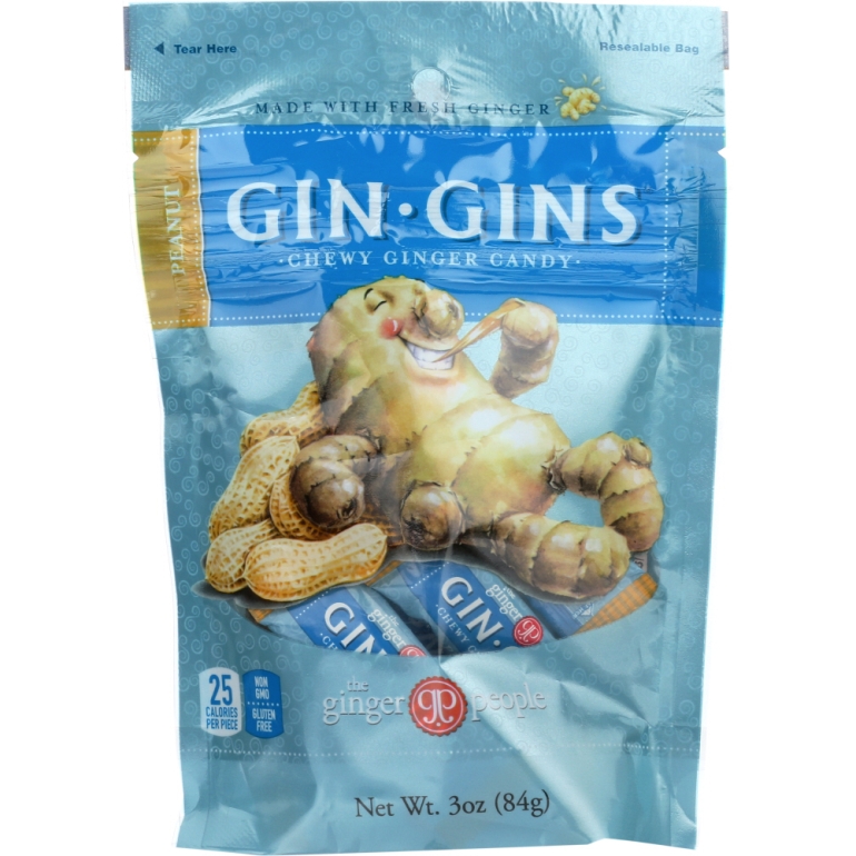 Gin Gins Peanut Chewy Ginger Candy, 3 oz