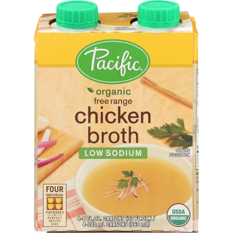 Organic Free Range Chicken Broth Low Sodium 4 count (8 oz each), 32 oz