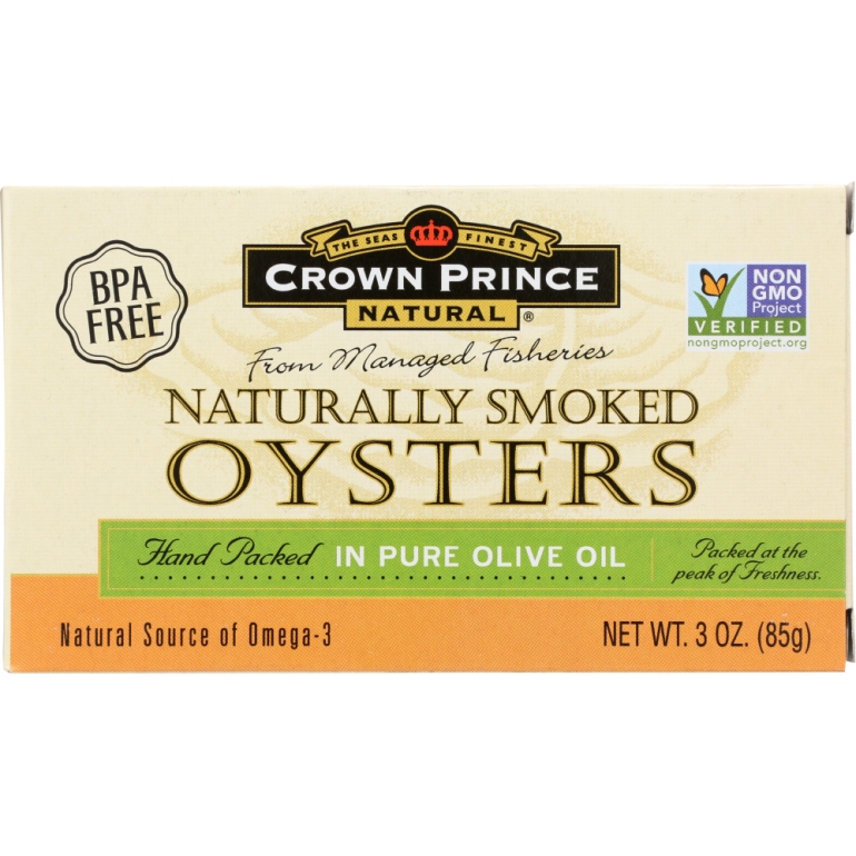 Naturally Smoked Oysters in Pure Olive Oil, 3 oz
