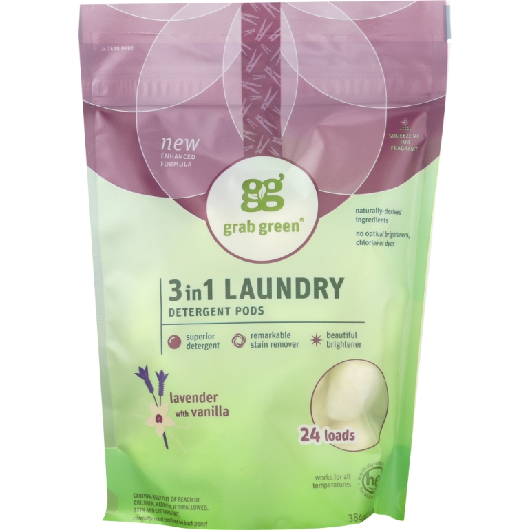 3-in-1 Laundry Detergent Pods Lavender 24 Loads, 15.2 Oz