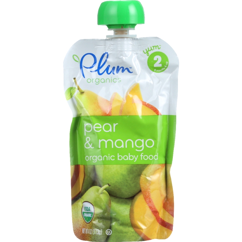 Organic Baby Food Stage 2 Pear & Mango, 4 oz