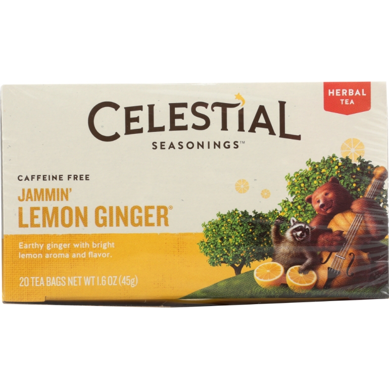 Jammin' Lemon Ginger Herbal Tea Caffeine Free 20 Tea Bags, 1.6 oz