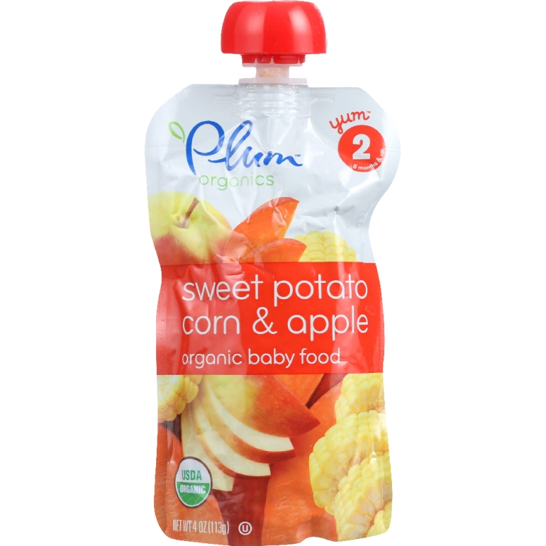 Organic Baby Food Stage 2 Sweet Potato, Corn & Apple, 4 oz