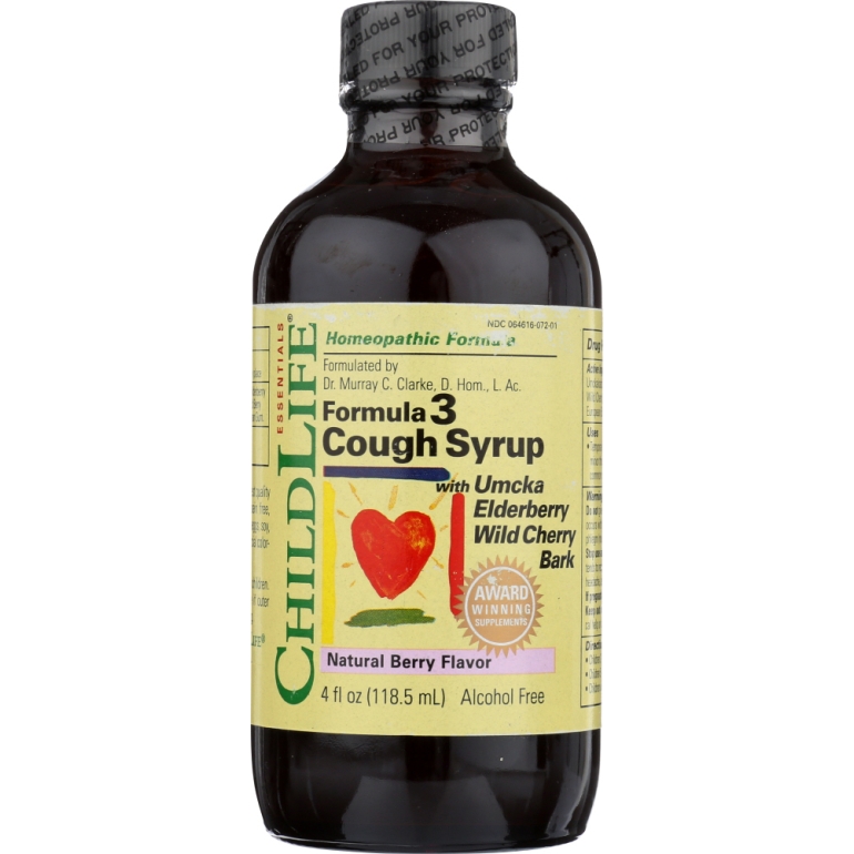 Cough Syrup Formula 3 Berry Natural Flavor, 4 oz