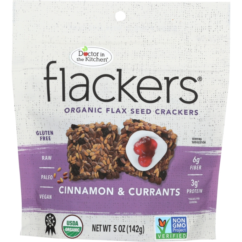 Flackers Flax Seed Crackers Cinnamon & Currants, 5 oz
