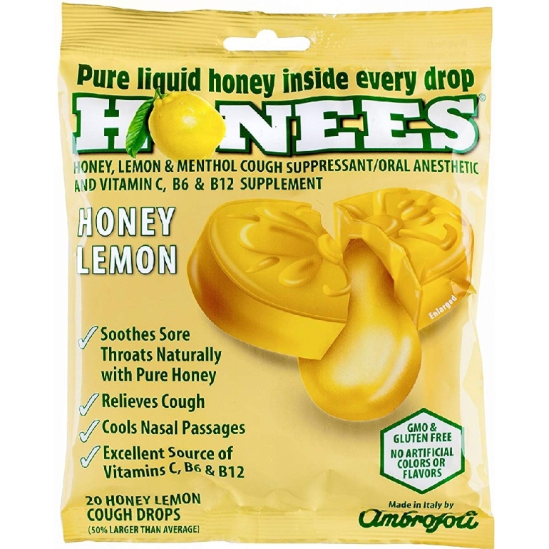 Honees Cough Drops Lemon Bag, 20 pc