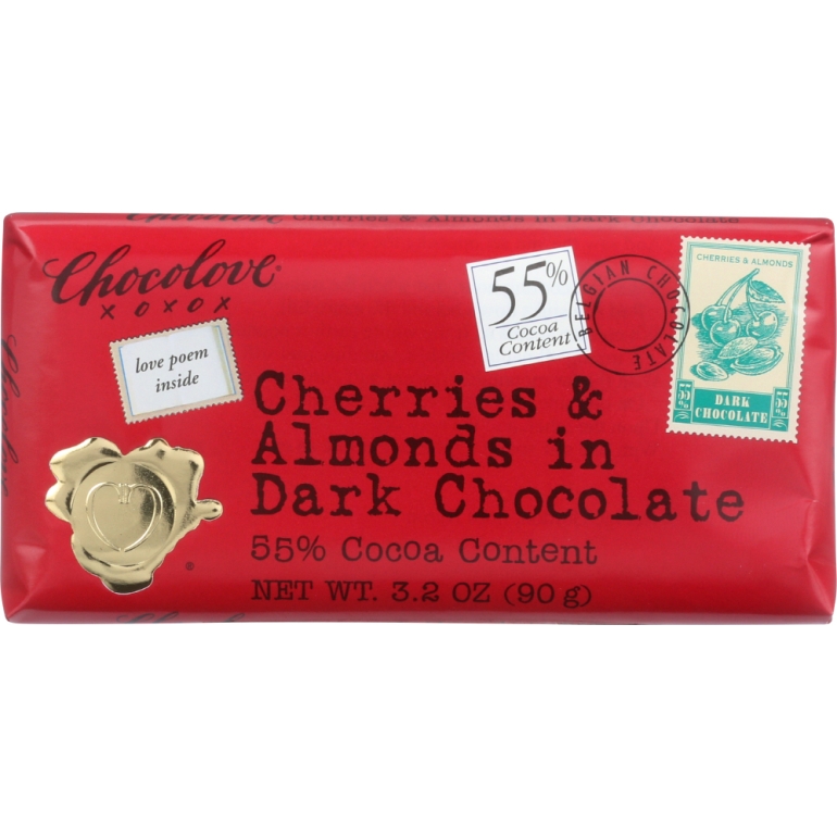 Cheries & Almonds In Dark Chocolate Bar, 3.2 oz