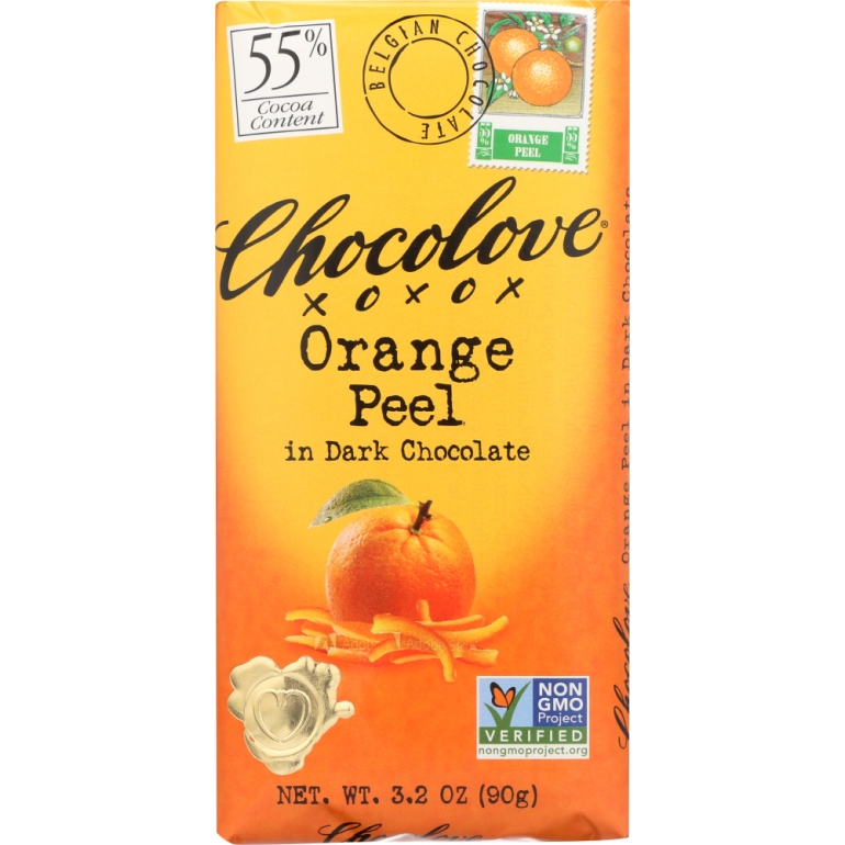 Orange Peel In Dark Chocolate Bar, 3.2 oz