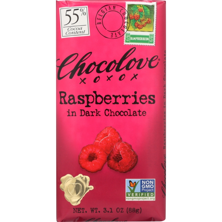 Raspberries In Dark Chocolate Bar, 3.1 oz