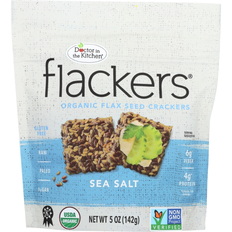 Flackers Flax Seed Crackers Sea Salt, 5 oz