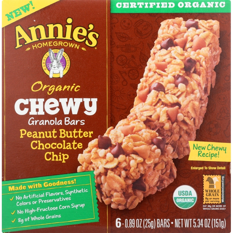 Organic Chewy Granola Bars Peanut Butter Chocolate Chip 6 pk, 5.34 oz