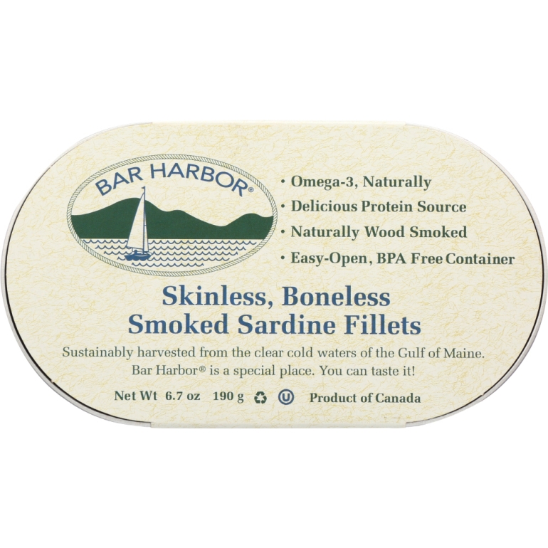 Boneless Skinless Smoked Sardine Fillets, 6 oz