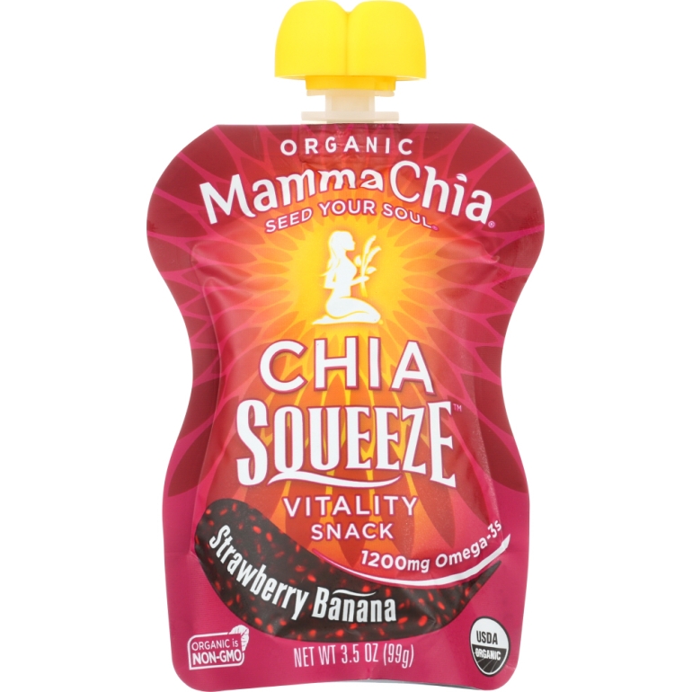 Organic Chia Squeeze Vitality Snack Strawberry Banana, 3.5 oz