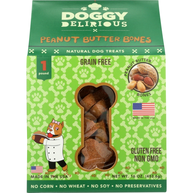 Natural Dog Treats Grain Free Peanut Butter Bones, 16 oz