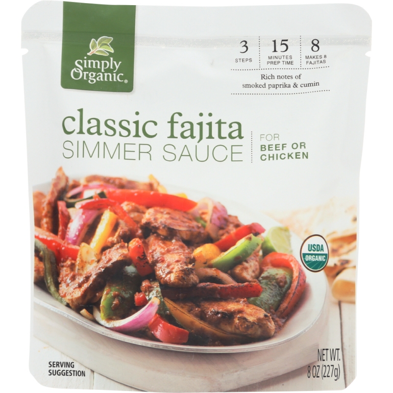 Sauce Fajita Simmer Organic, 8 oz