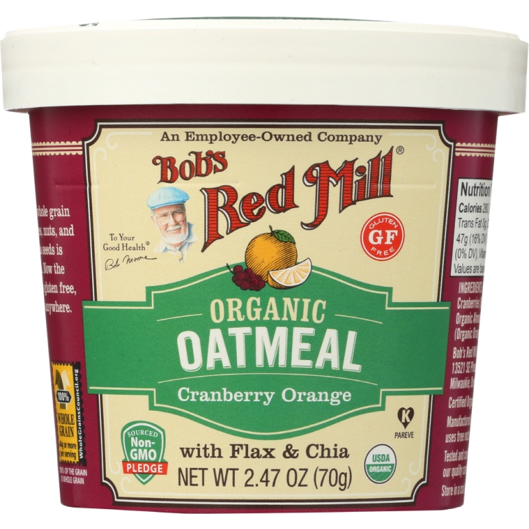 Organic Oatmeal Cup Cranberry Orange, 2.47 oz