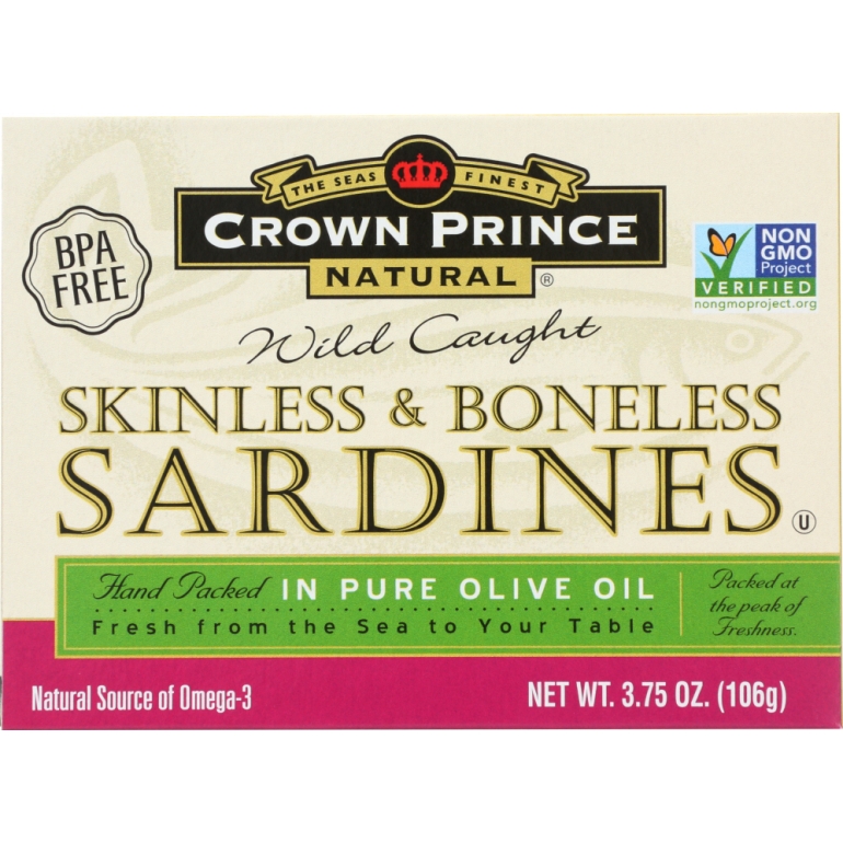 Skinless & Boneless Sardines in Olive Oil, 3.75 oz