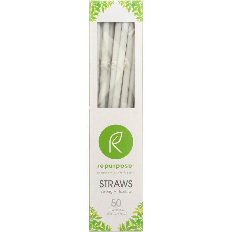 100% Compostable Plant-Based Straws 50ct Bx, 2.4 oz