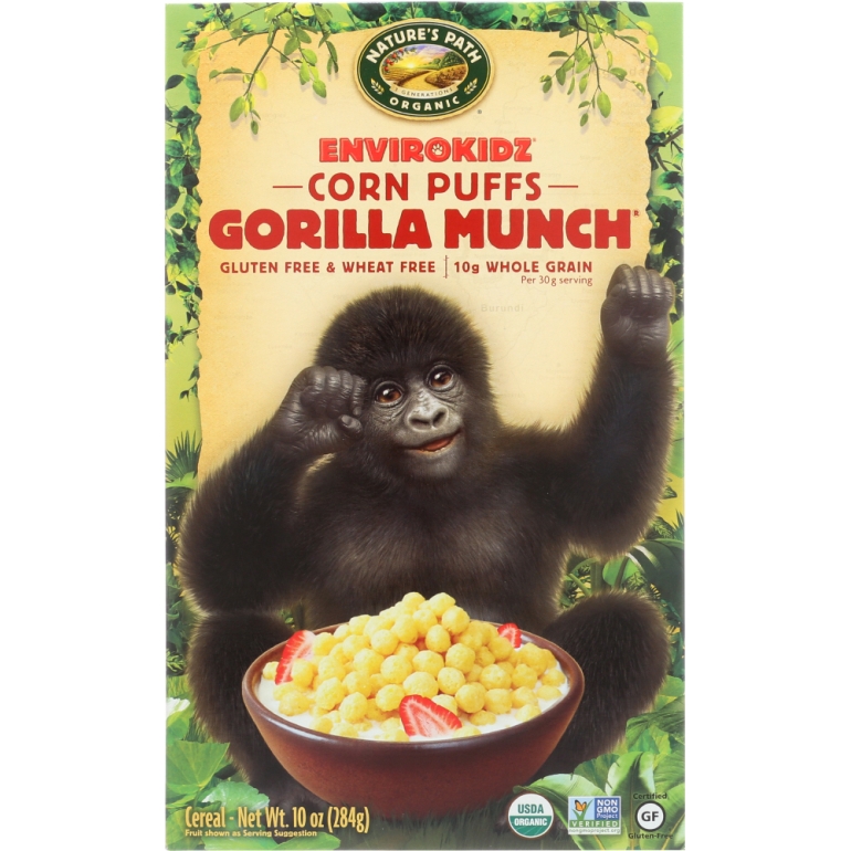 EnviroKidz Organic Corn Puffs Gorilla Munch Cereal, 10 oz